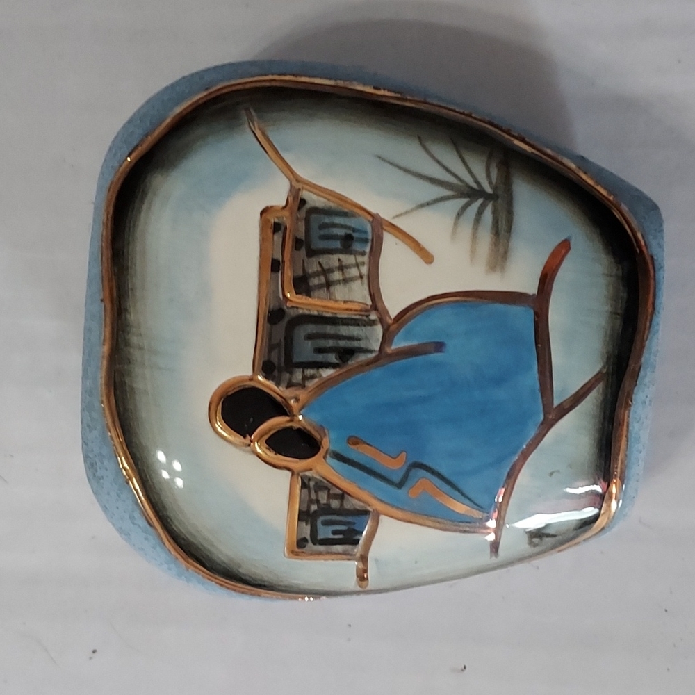 Mini Vase w/ Native American Women by Pueblo Homes  Signed by BJ Gore N.M